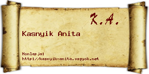 Kasnyik Anita névjegykártya
